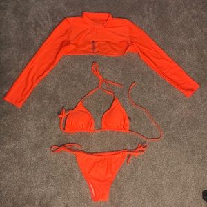 Orange Bikini with long sleeve